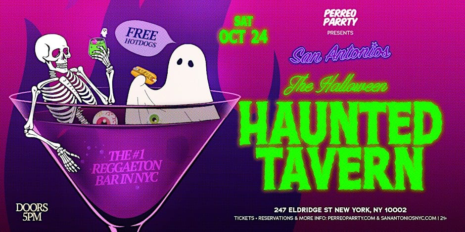 The Haunted Tavern Halloween Parrty at San Antonios Reggaeton Bar flyer