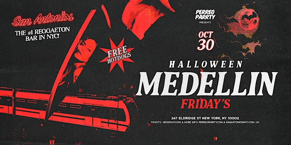 Medellin Fridays Halloween Parrty at San Antonios Reggaeton Bar flyer