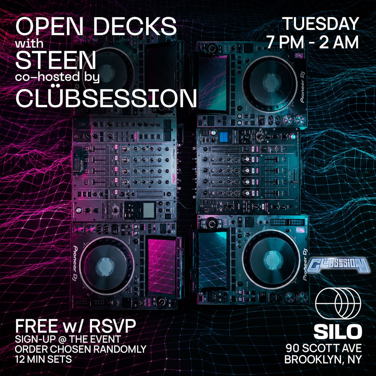 Open Decks with STEEN & Clübsession flyer