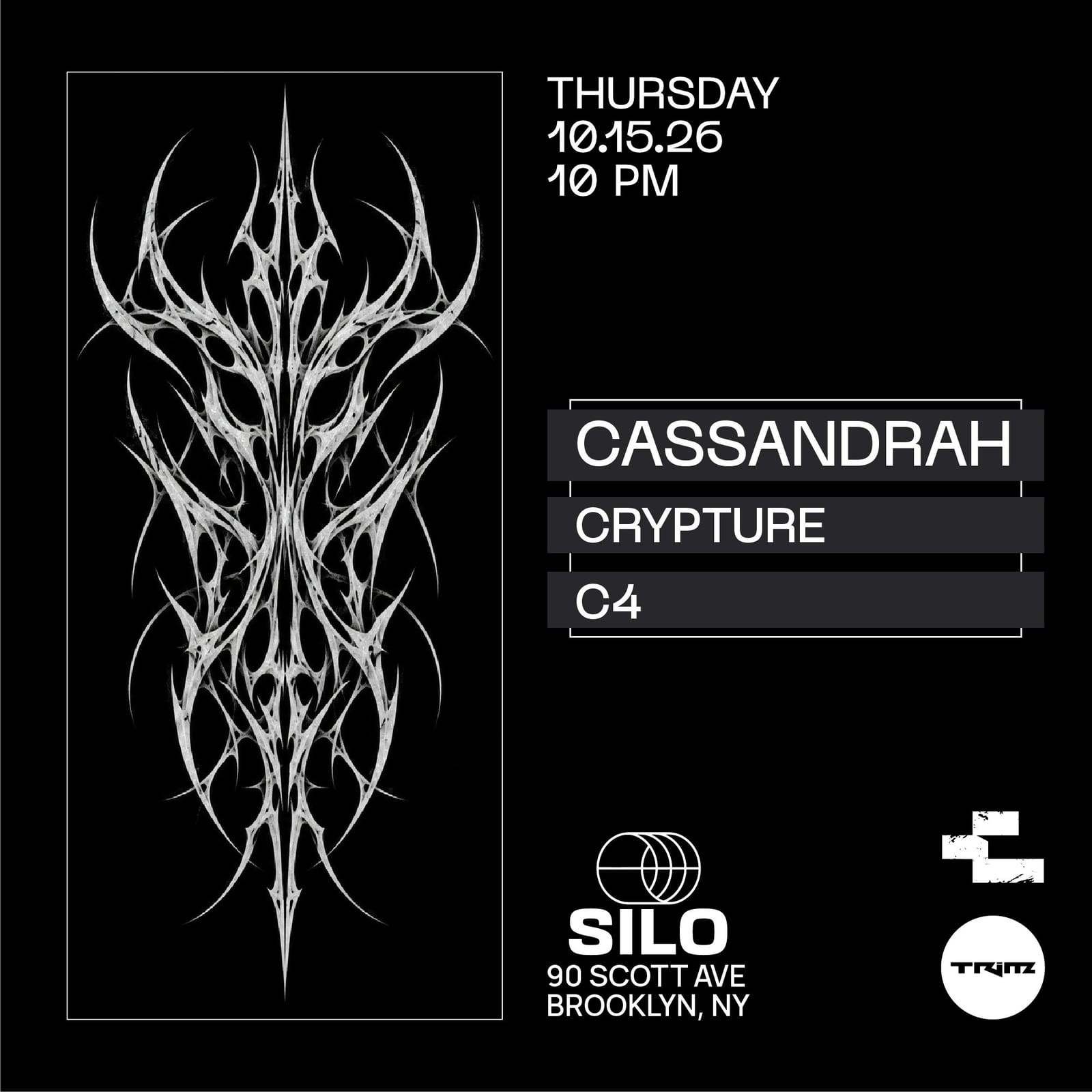 TRIM: cassandrah / Crypture / C4 (Main Room Event, Free with RSVP) flyer