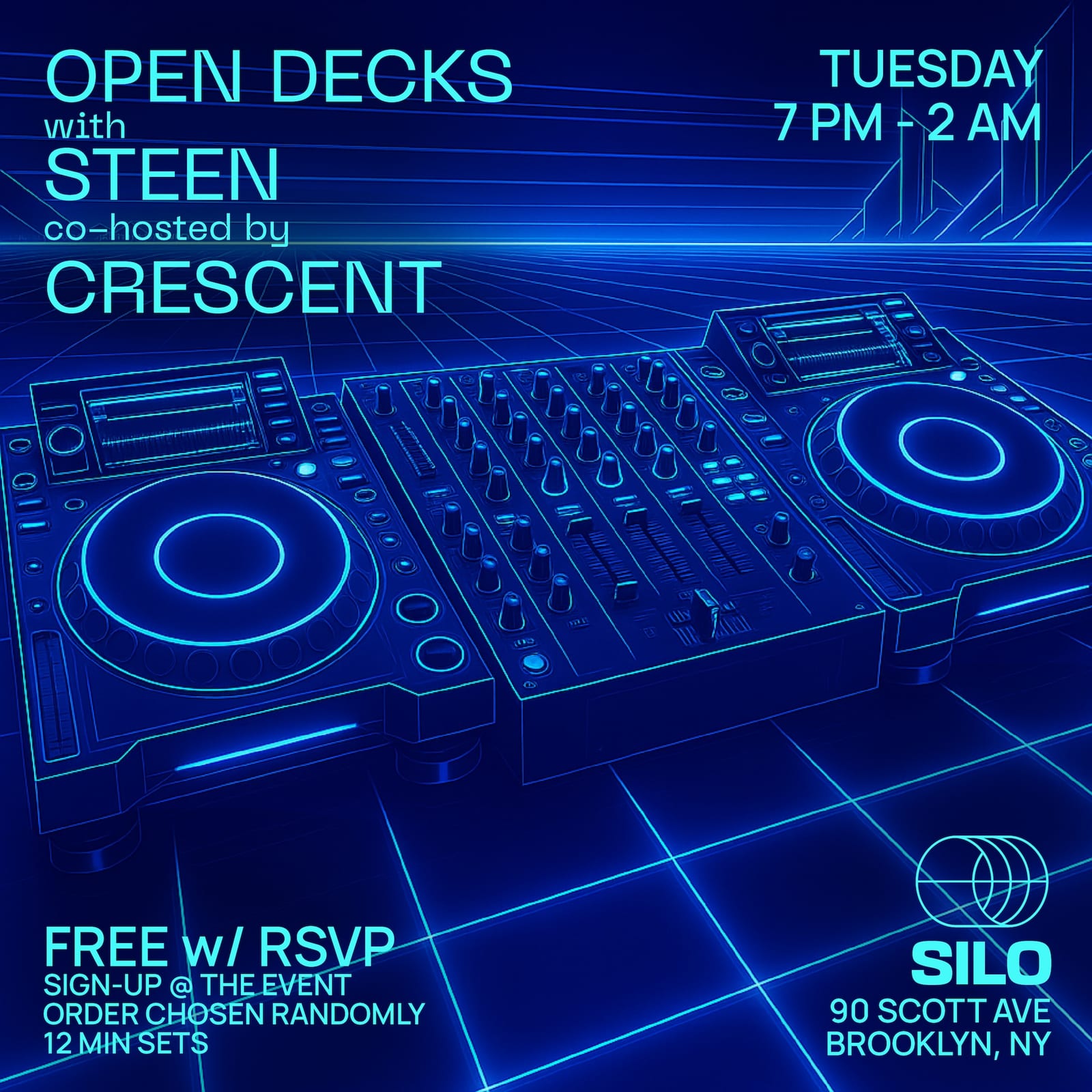 Open Decks with STEEN & Crescent flyer