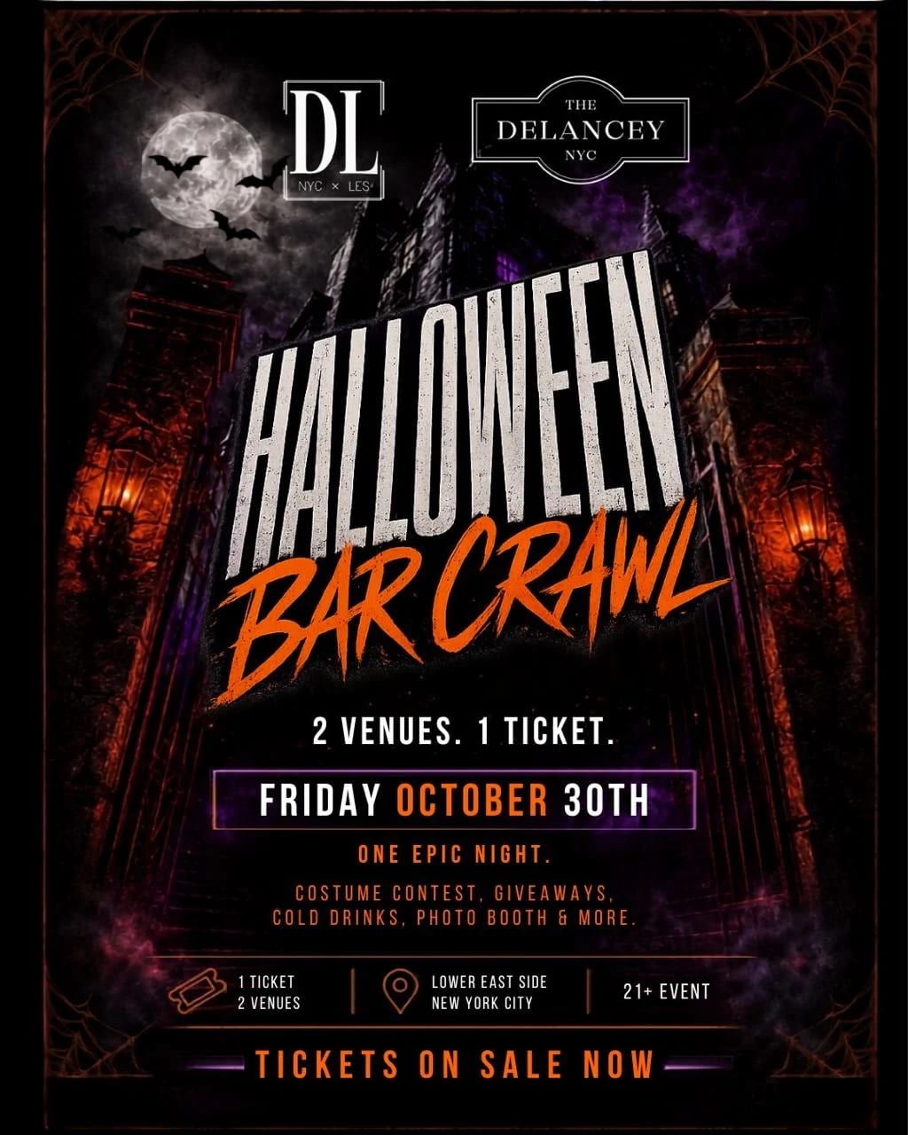 Halloween Bar Crawl (The DL + The Delancey) flyer
