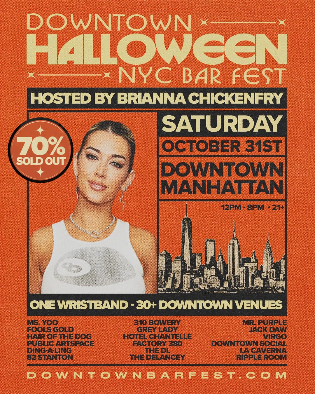 Downtown Halloween Bar Fest hosted by Brianna Chickenfry flyer