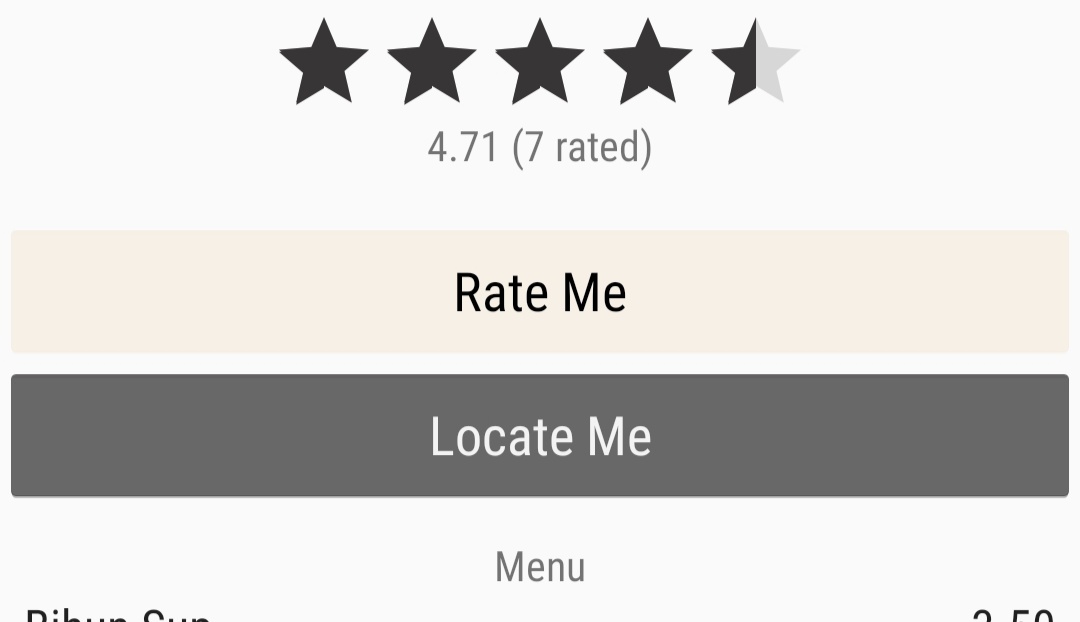 Screenshot displaying both rating and locate button