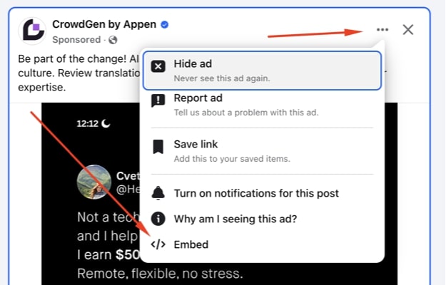 Copy embed