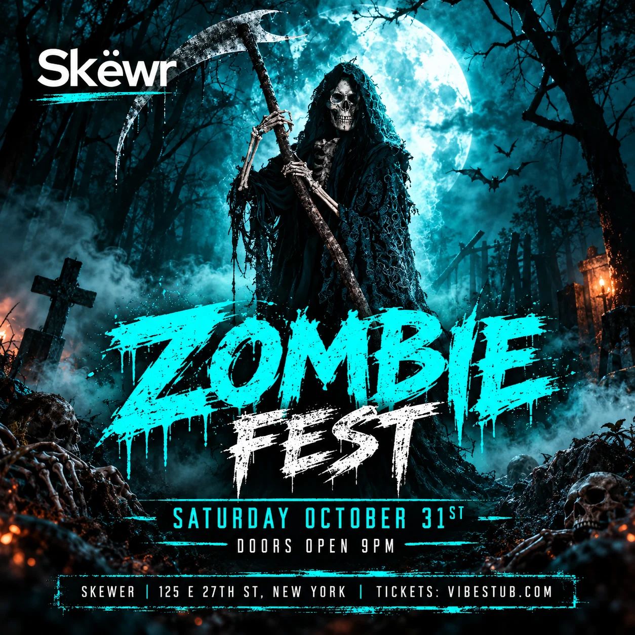 Zombie Fest Halloween Party at Skewr NYC at Skewr NYC