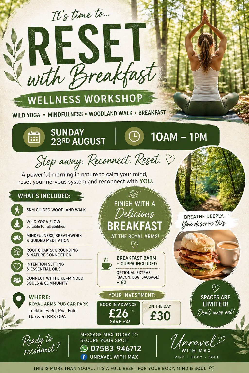 Wild Yoga • Mindfulness • Woodland Walk • Nervous System Reset includes Brunch