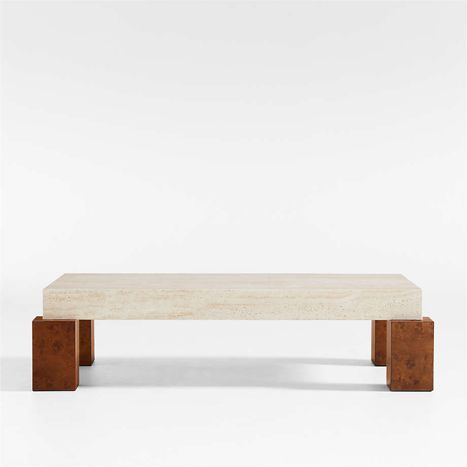 Dualité Travertine Coffee Table by Athena Calderone