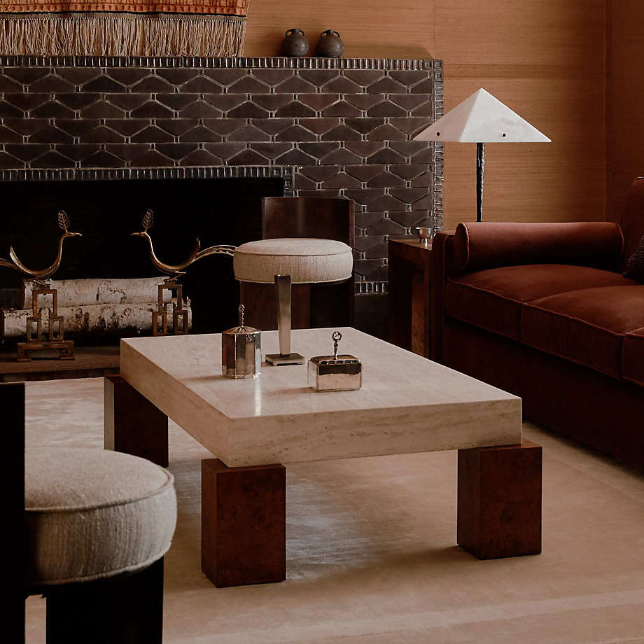 Dualité Travertine Coffee Table by Athena Calderone