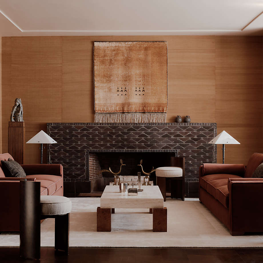 Dualité Travertine Coffee Table by Athena Calderone