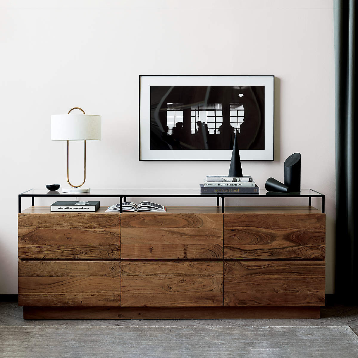 Lawson Drawer Dresser with Glass Top