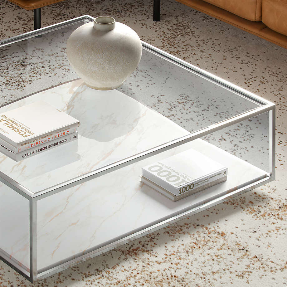 Modernist Coffee Table with Marble Shelf