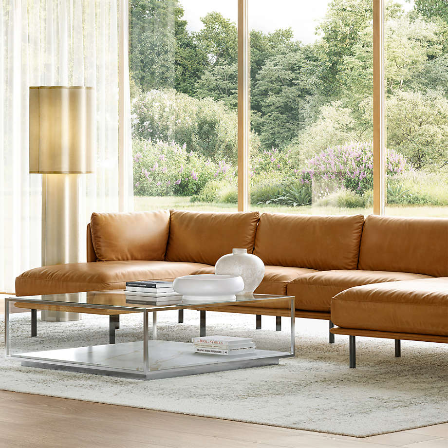 Modernist Coffee Table with Marble Shelf