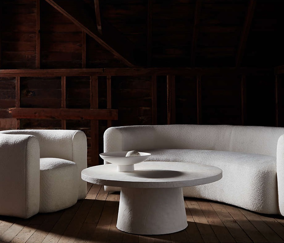 Boucle Curved Sofa by Leanne Ford