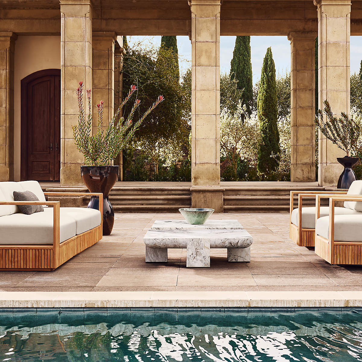 Topia Teak Outdoor Swivel Chair by Mermelada Estudio
