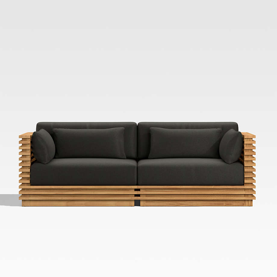Batten Teak Outdoor Loveseat Sofa