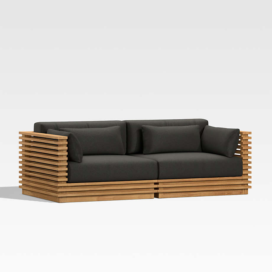Batten Teak Outdoor Loveseat Sofa