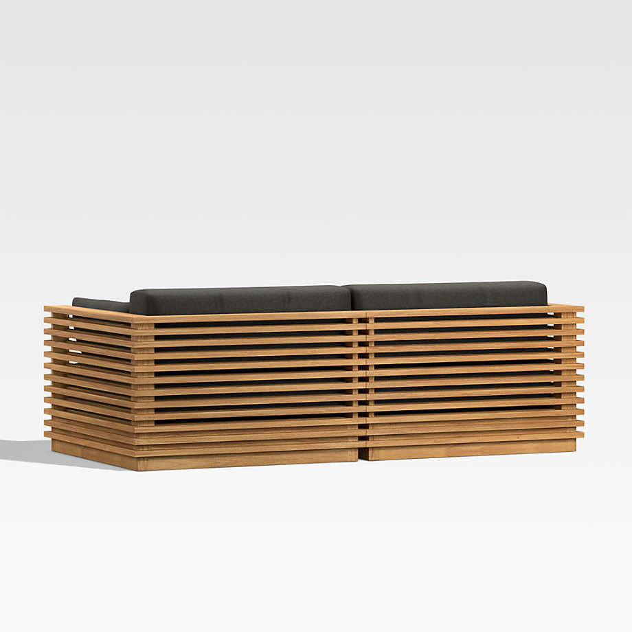 Batten Teak Outdoor Loveseat Sofa