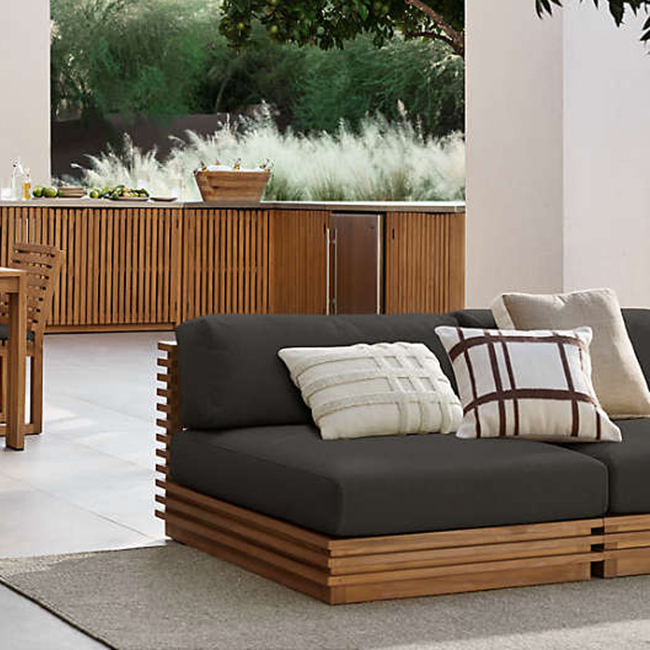 Batten Teak Outdoor Loveseat Sofa