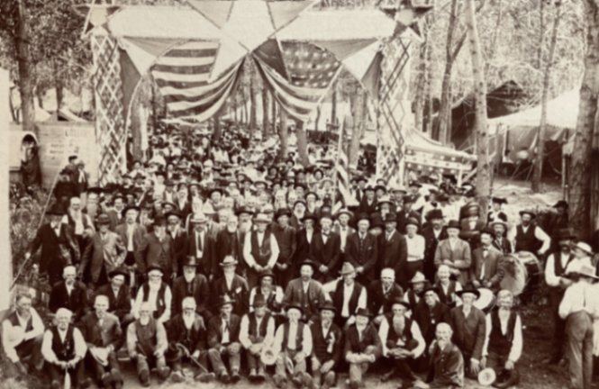 A Reunion of the Meadow Grove of the Grand Army of the Republic Veterans of the Civil War (G.A.R.) around 1903