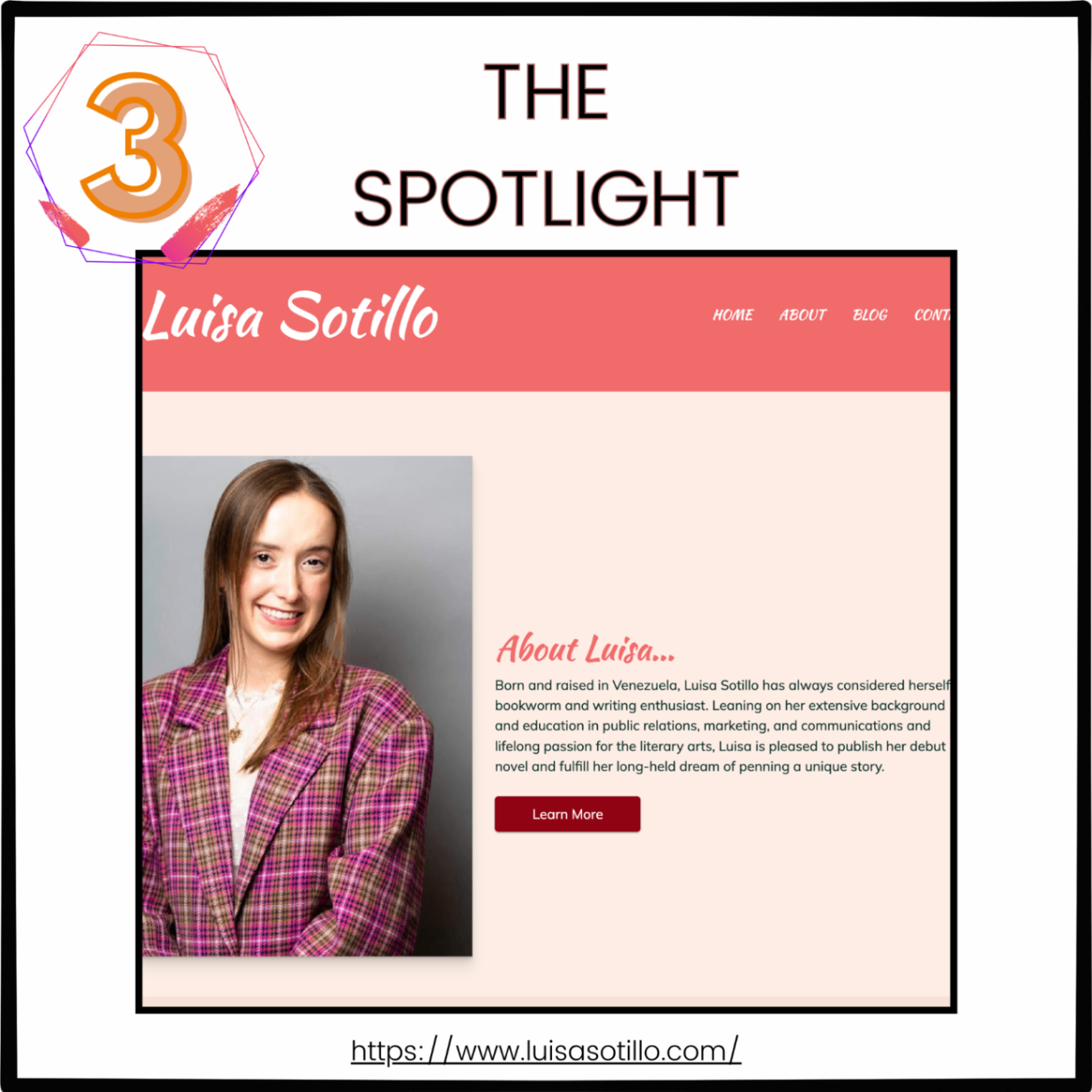 Modern Minimalist Author Website: "The Spotlight"