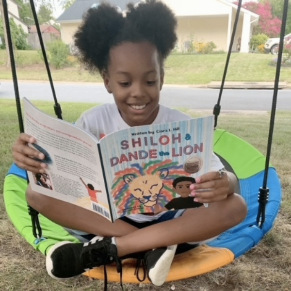 Girl on round swing