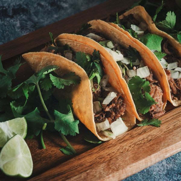 tacos on wood