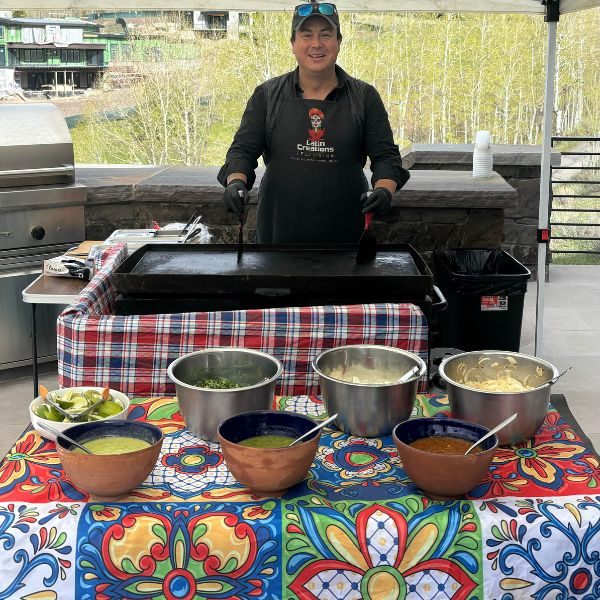 Chef with dishes