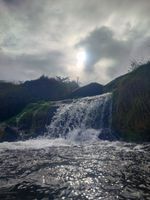 View from the water at a plung pool