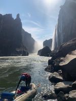 View towards the main falls showing water that needs to be crossed