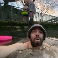 Push away, and go with the flow.