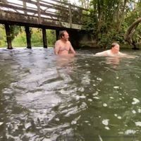You can sit on the ledge of the weir when the water flow is slow.
