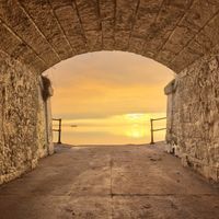 The view from the Links on a perfect day. The tiny island is the Black Rock