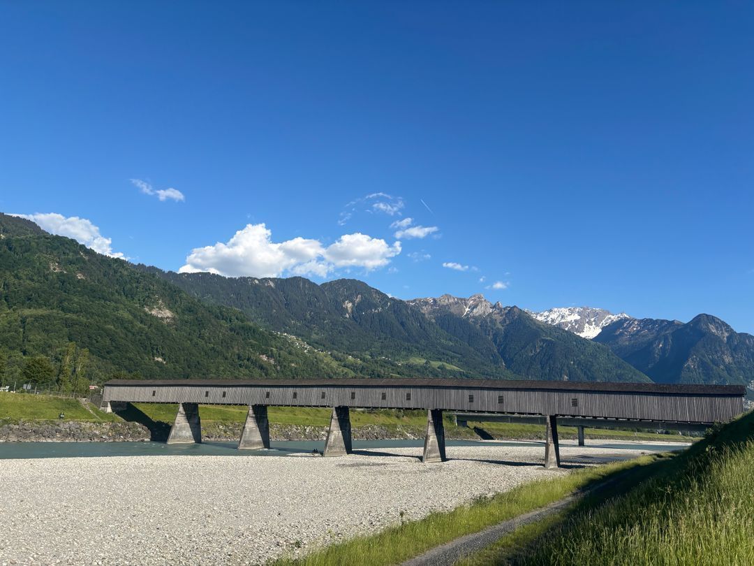 Photo of River Rhine border of Switzerland and Lichtenstein