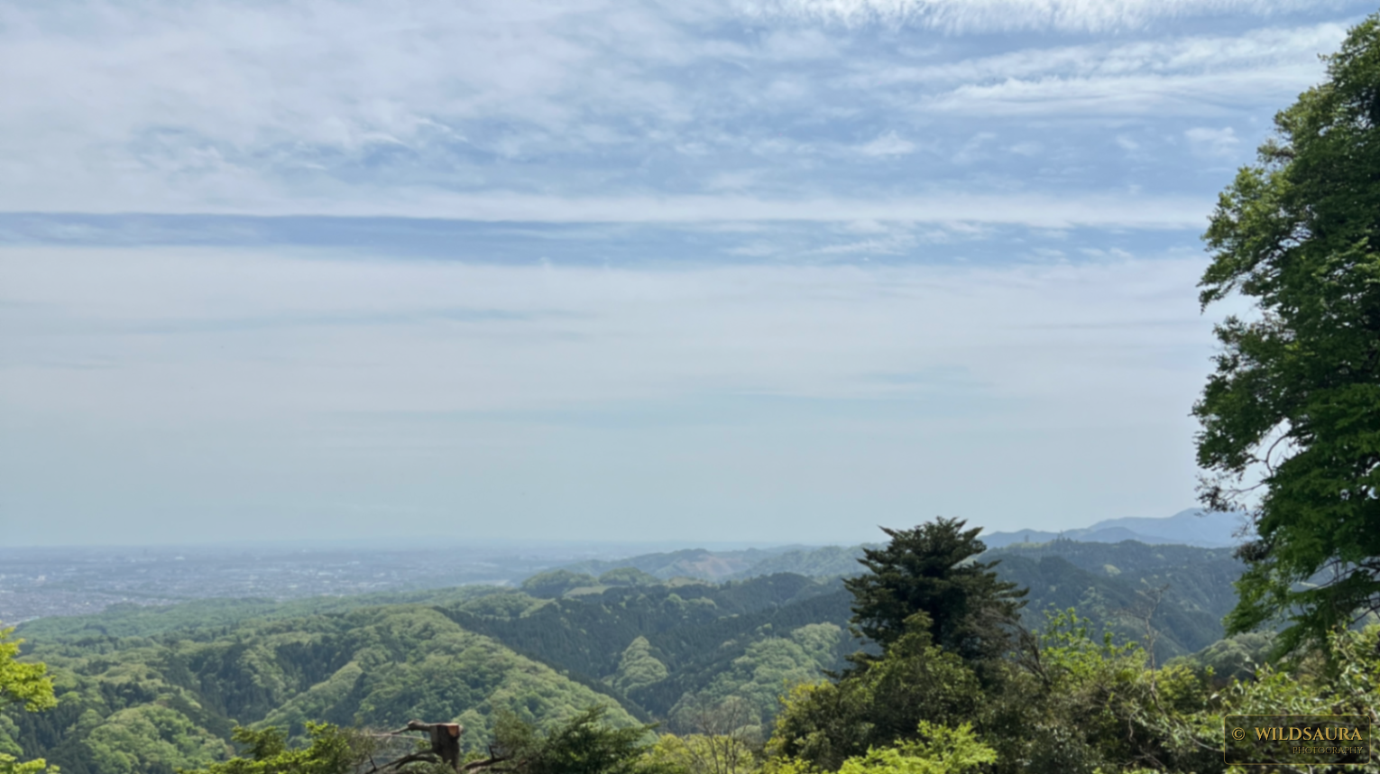 Panoramic Mountain Vista Overlooking a Hazy City