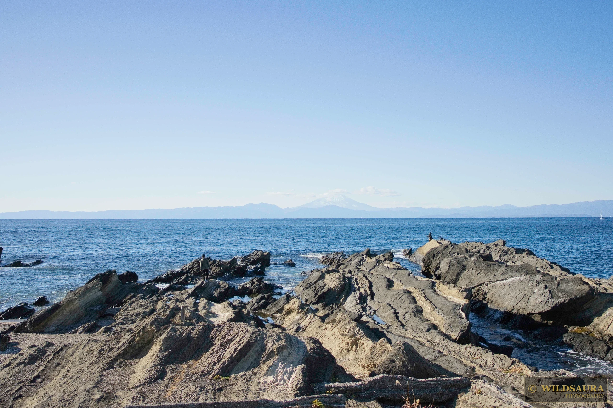 Rocky Coast, Distant Fuji