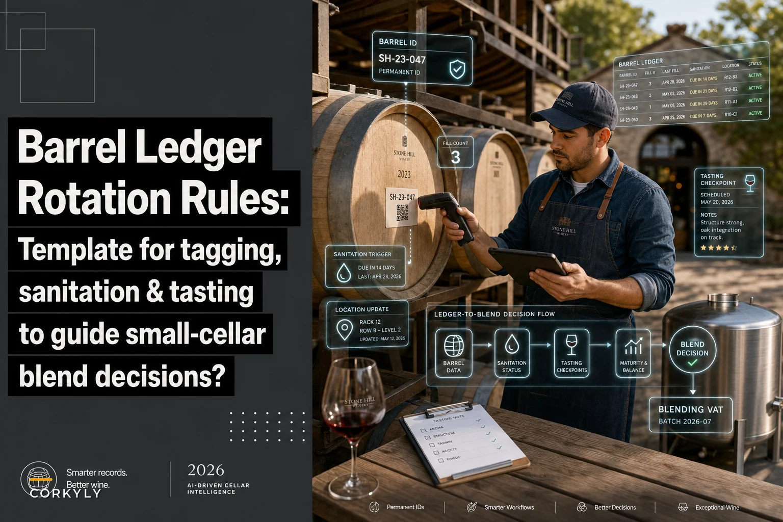 Barrel management and rotation rules: a ledger template, sanitation triggers and allocation heuristics for small cellars