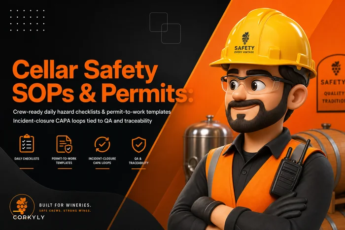 Cellar safety SOPs: daily hazard checks, confined-space permits and incident-closure CAPA templates