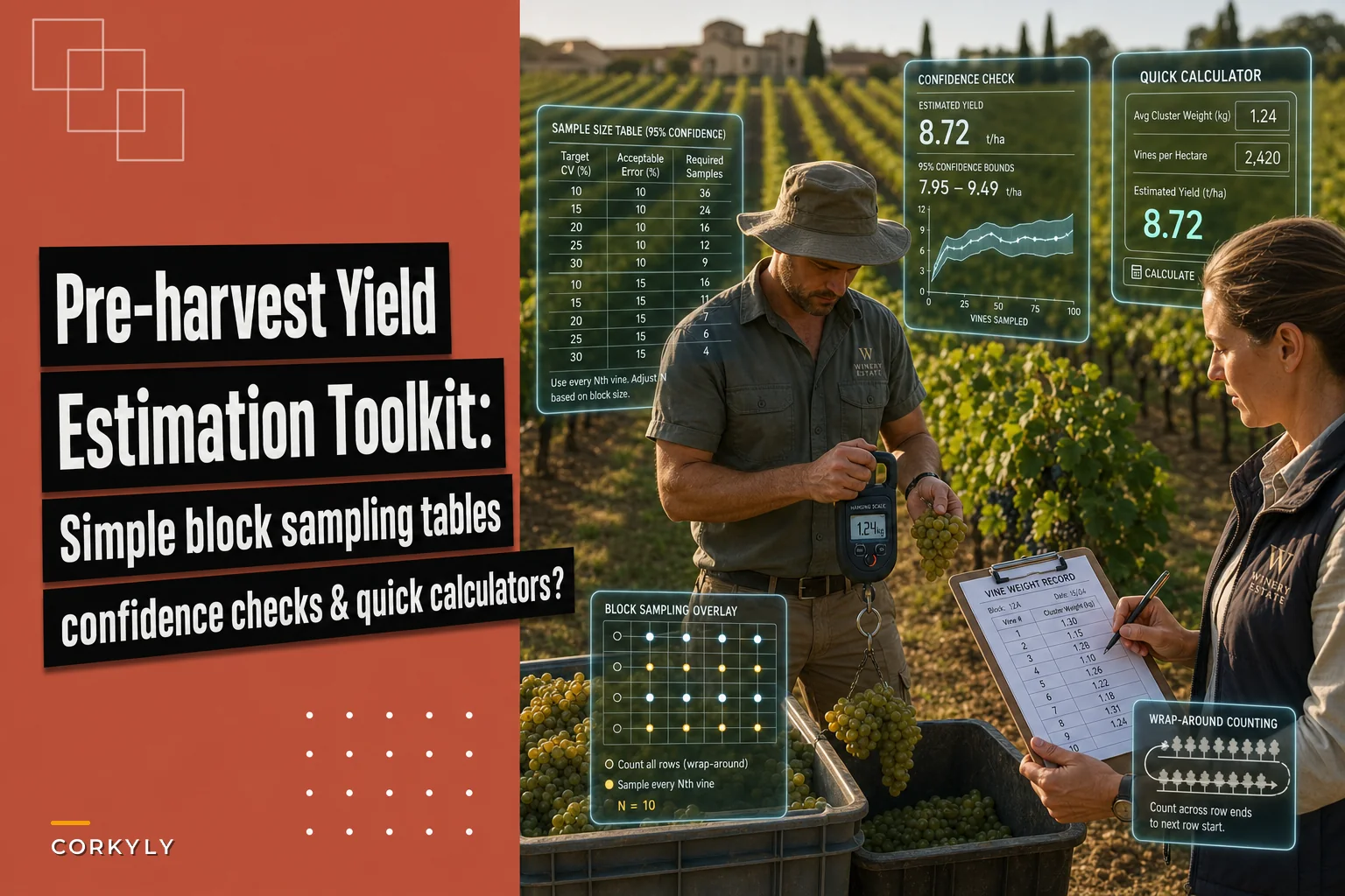 Pre-harvest yield estimation: simple block sampling tables, confidence checks and quick calculators for contract decisions