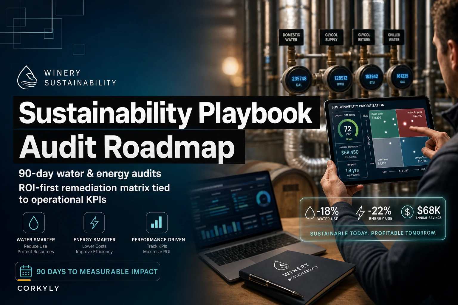 Winery sustainability playbook: 90-day water and energy audits with an ROI-first remediation matrix