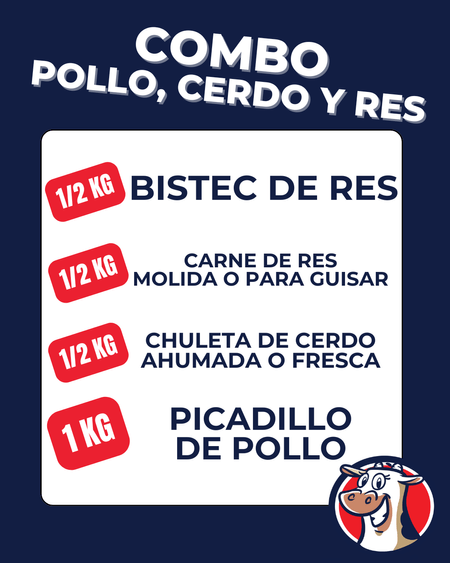 Combo pollo, cerdo y res
