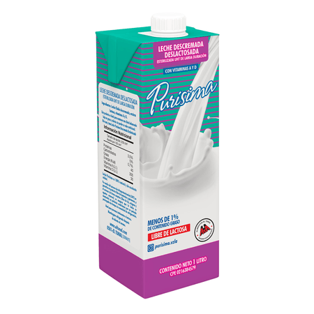 Leche Descremada Deslactosada Purisima 1L