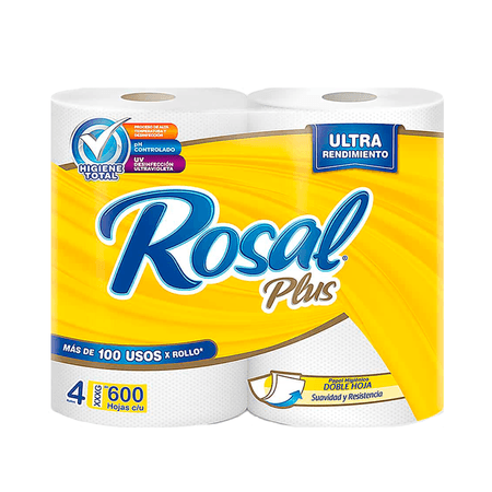 Papel Higiénico Rosal Plus 600 hojas 4 und