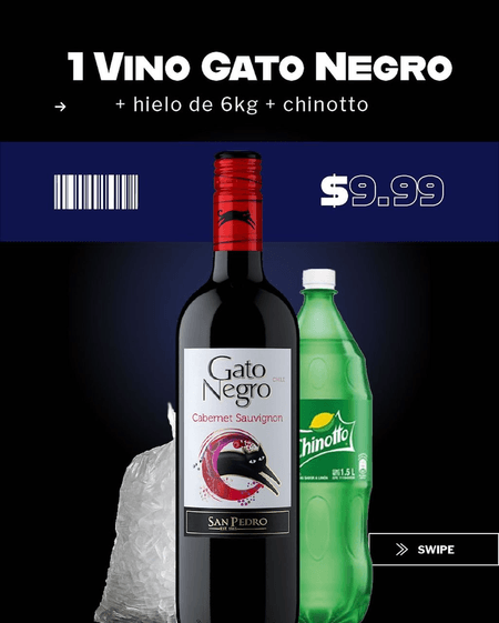 VINO GATO NEGRO+CHINOTTO 1.5L+HIELO