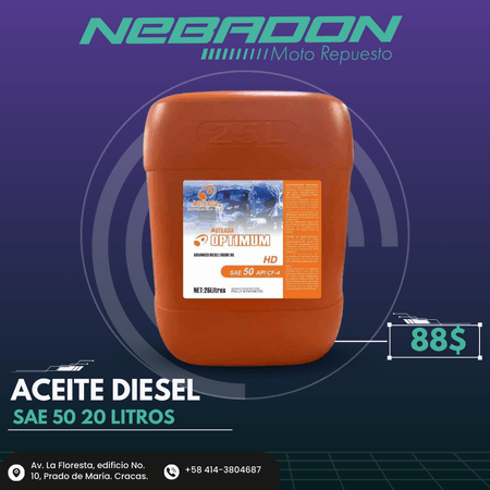 ACEITE AUTO ASIA DIESEL SAE50 CF-4 PAILA 20 LITROS