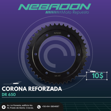 CORONA 43T DR650 NEGRO SUPER REFORZADA  (Pesa: 960 Gramos)