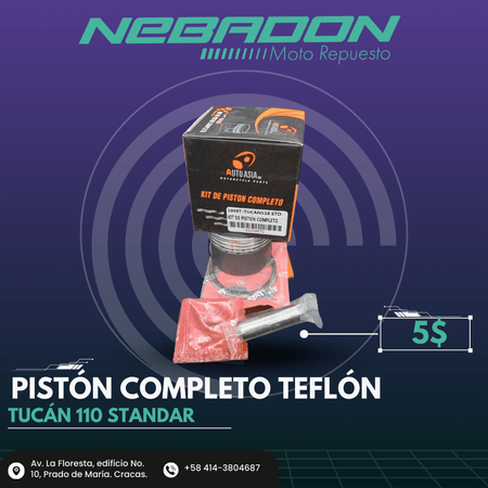KIT DE PISTON COMPLETO DE TEFLON TUCAN110 STD 1X100 