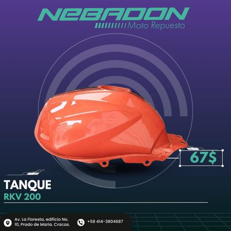 TANQUE DE GASOLINA RKV NARANJA SOLO 1X1