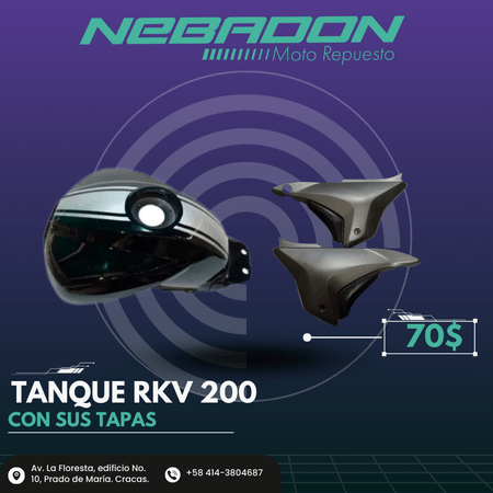 TANQUE DE GASOLINA RKV NEGRO C/TAPA 1X1