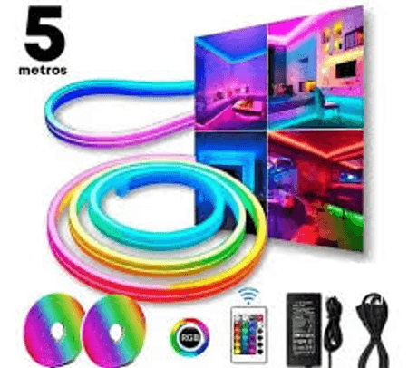 Cinta LED Neon RGB Flex 12v 5 Metros con Transformador